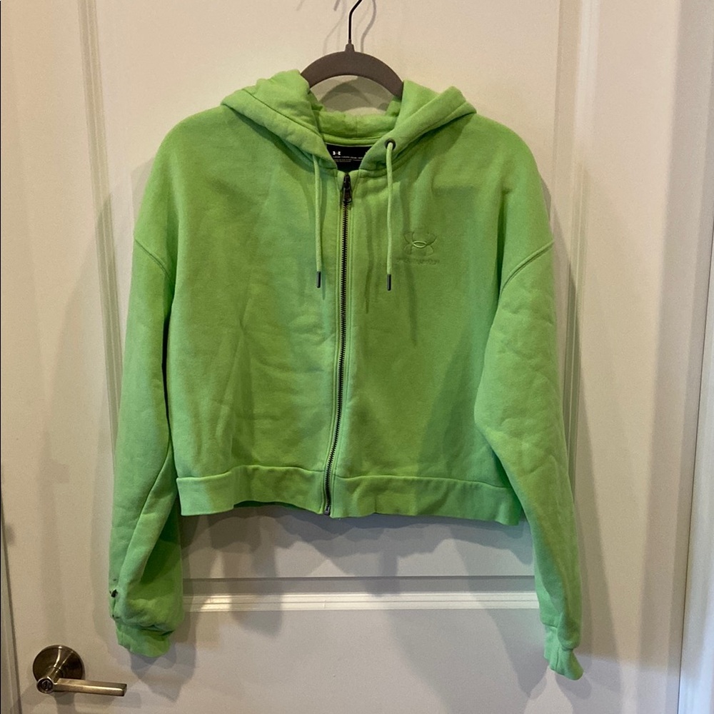 Under Armour Lime Green Crop Zip-Up Hoodie L